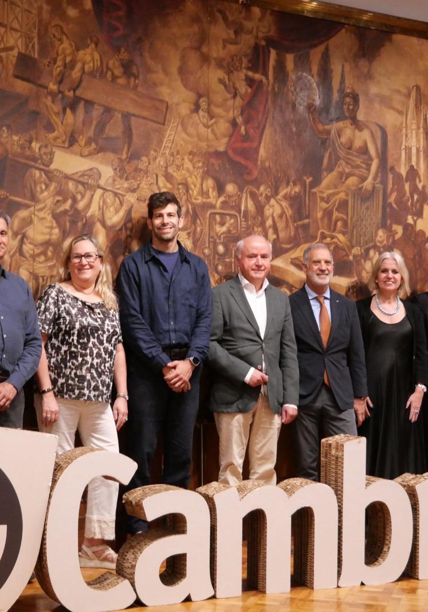 Representants del Col·legi de Joiers de Catalunya, la Cambra de Comerç de Girona i Girona Centre Eix Comercial